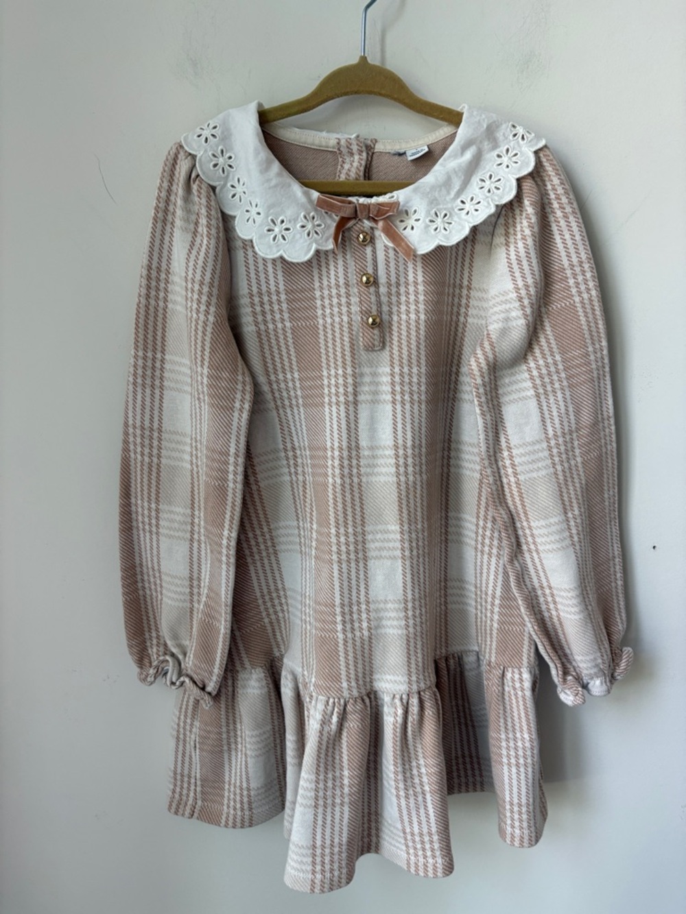 Janie and Jack The Tartan Collared Dress in Nutmeg Cream Dressy Casual Size 7